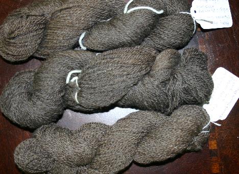 Hand Spun 3-ply Brown Alpaca Worsted Wool from the Betty Ash Collection 2.5 oz 125 yds
