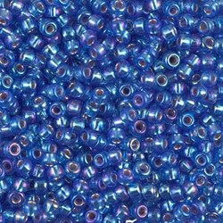 8-1019 8/0 Silver Lined Sapphire AB Miyuki Seed Bead - 10 gram