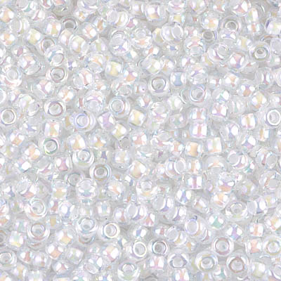 8-284 - 8/0 White Lined Crystal AB Miyuki Seed Bead - 10 grams