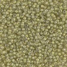 8/0 Green Lined Luster Seed Bead - 10 grams