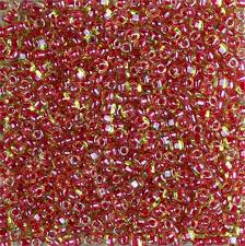 8/0 Red Lined Peridot Seed Bead - 10 grams
