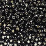 8/0 Silver Lined Black Diamond Seed Bead - 10 grams
