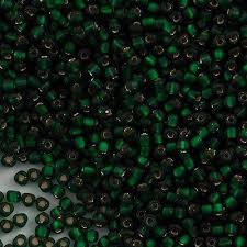 8/0 Silver Lined Dark Green Seed Bead - 10 grams