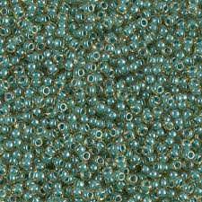 8/0 Teal Lined Topaz Seed Bead - 10 grams