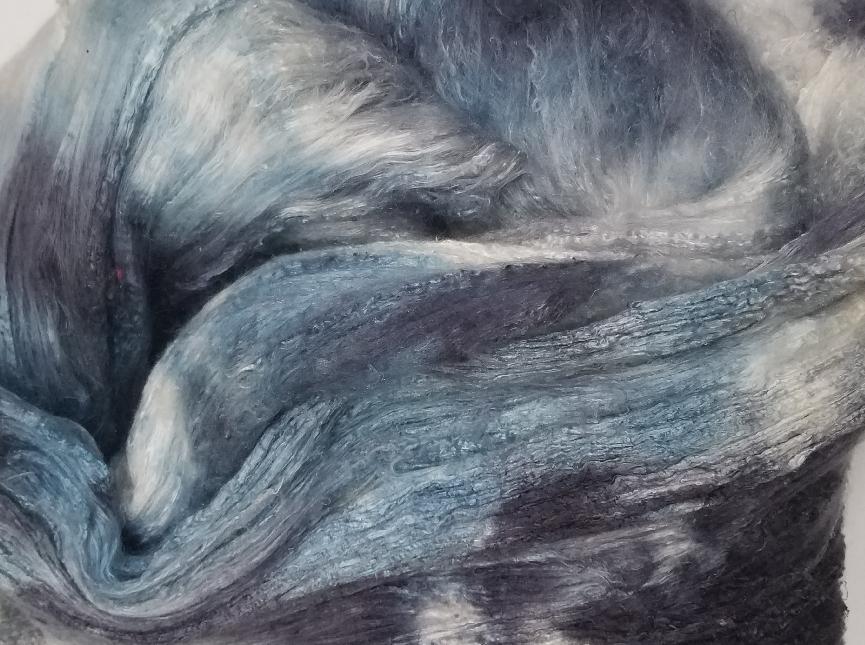 Bewitching Fibers Hand-Painted Mulberry Silk Lap per Ounce - Deep Ocean Bewitching Fibers Hand-Painted Mulberry Silk Lap per Ounce - Deep Ocean