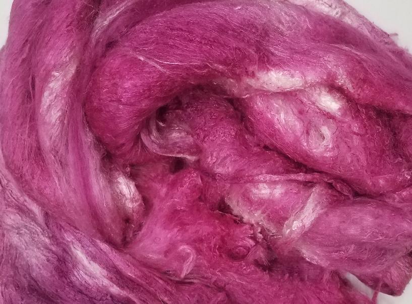 Bewitching Fibers Hand-Painted Mulberry Silk Lap per Ounce - Posies Bewitching Fibers Hand-Painted Mulberry Silk Lap per Ounce - Posies