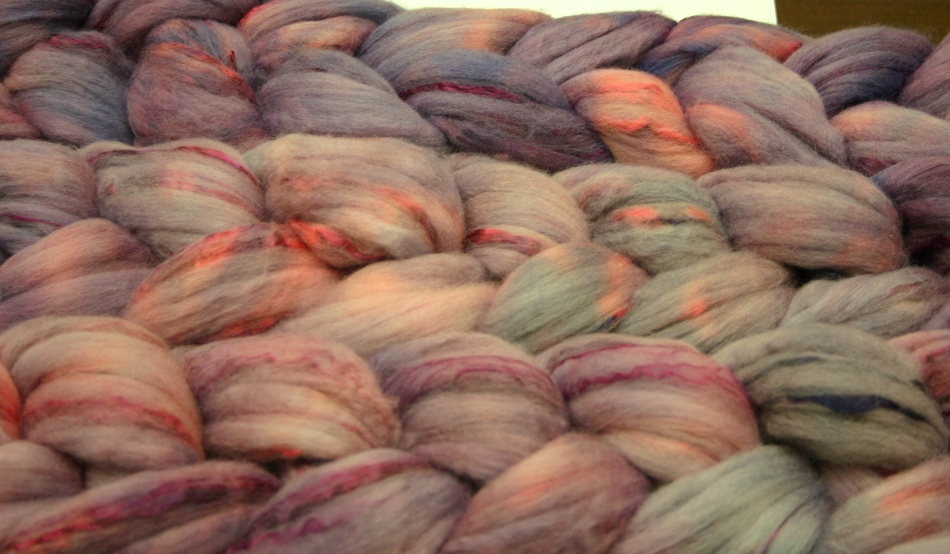 My Special Blend - 50/50 Mulberry Silk and 18.5 Micron Merino Top Hand Painted by Bewitching Fibers 100 g (3.5oz) Bleeding Heart