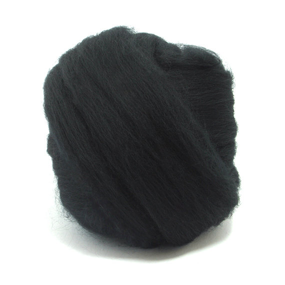 18.5 Micron Super Fine Merino Combed Top - 4 oz (115 g) Black