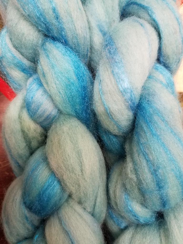 70/30 Merino Top & Silk Blend Hand Painted by Bewitching Fibers - 115 g (4.0 oz) Blue Nun