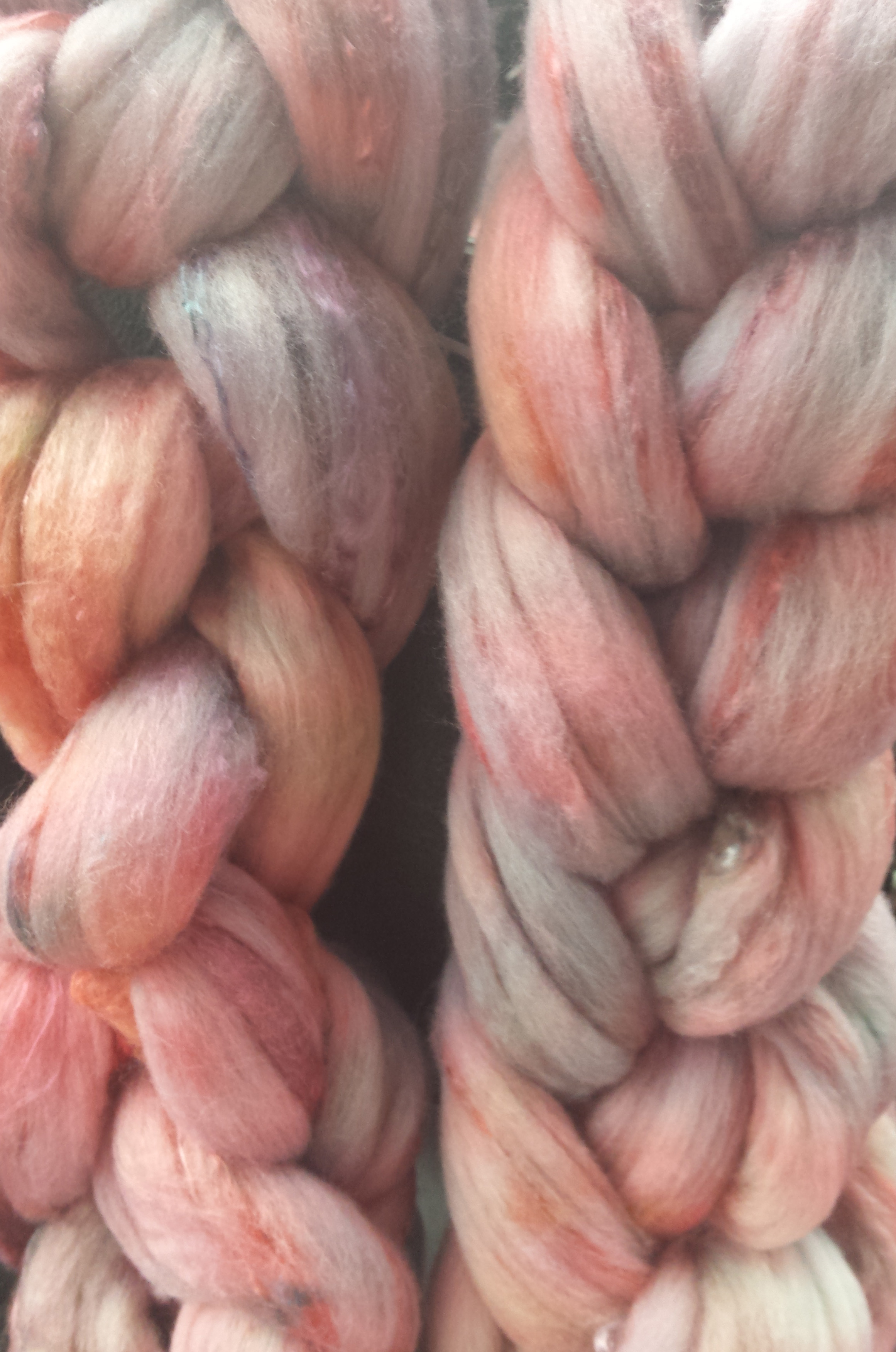 My Special Blend - 50/50 Mulberry Silk and 18.5 Micron Merino Top Hand Painted by Bewitching Fibers - 100 g (3.5 oz) Sundown