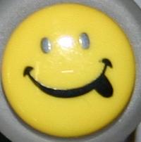 #211068 15 mm (6/10 inch) Novelty Button by Dill - Yellow Smiley