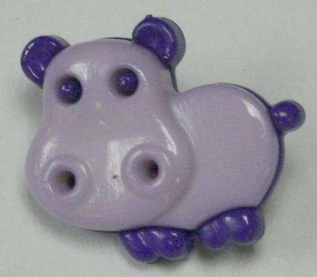 #231187 18mm Novelty Button by Dill - Purple Hippo