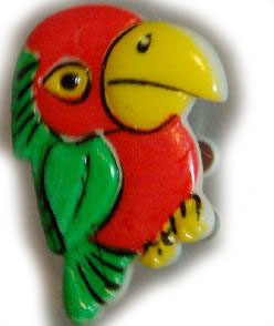 #231338 17mm Novelty Button by Dill - Red Parrot