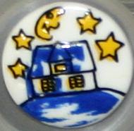 #231383 18mm Novelty Button by Dill - Blue House