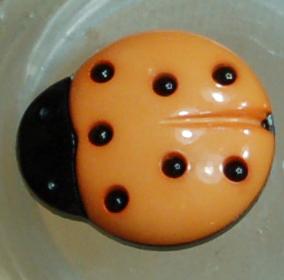 #W8703 mm (0.45 inch) Novelty Button by Blue Moon- Orange Ladybug