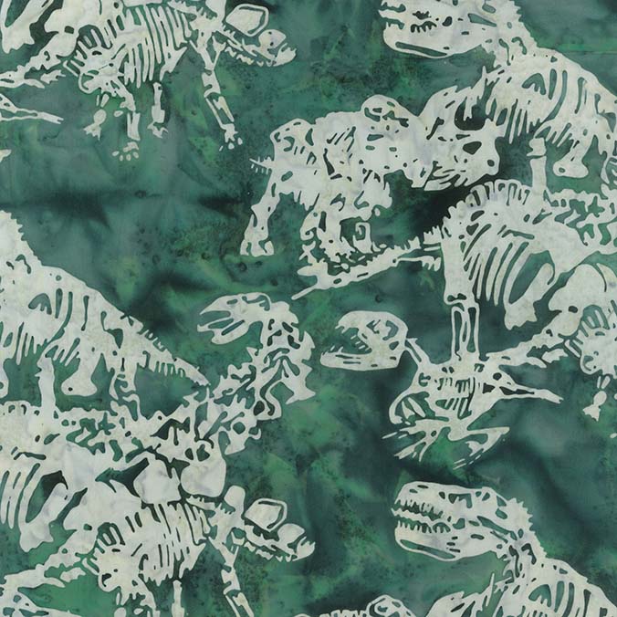 Dinosaurus Banyan Batik Cotton Fabric by Northcott 83100-63 Teal