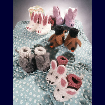 Fiber Trends Animal Friends Felt Booties Knitting Pattern CH22