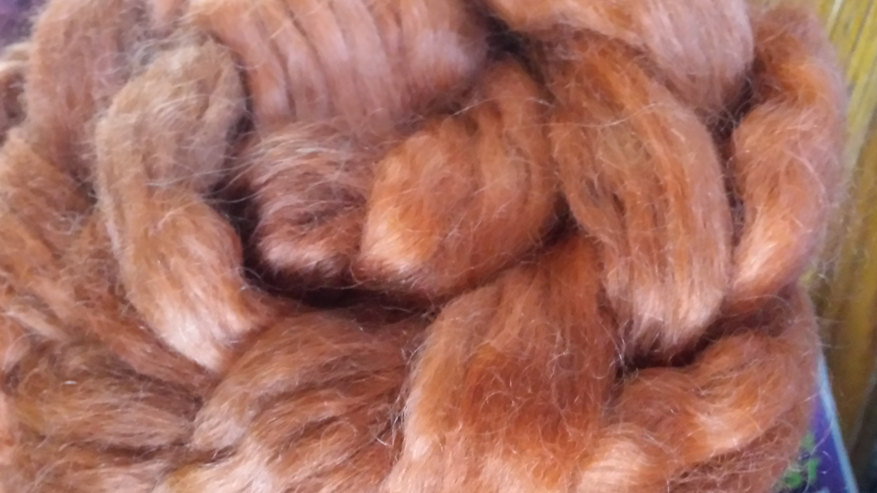 Bewitching Fibers Teeswater Combed Top Hand-Dyed - Copper- 3.5 ozs