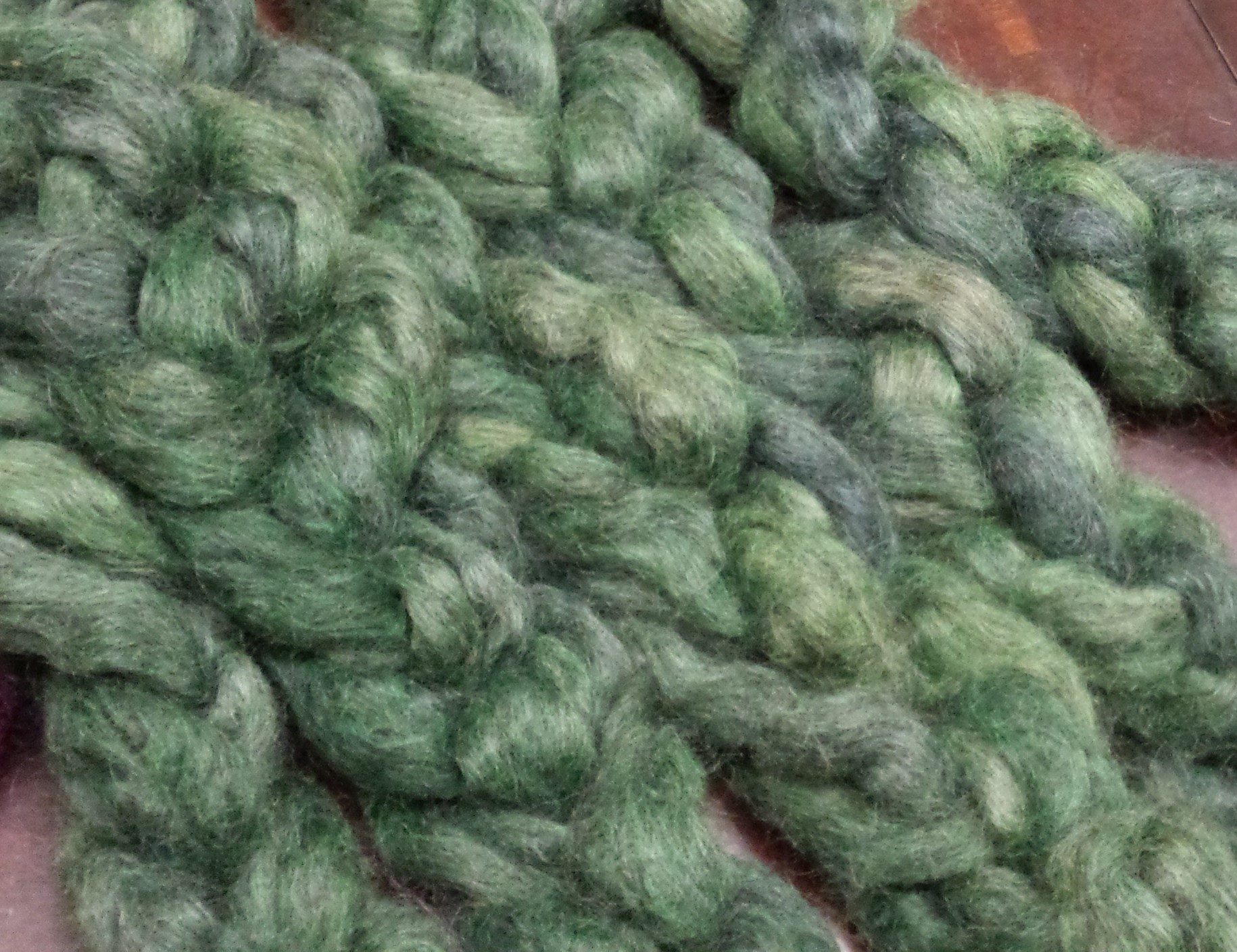 Bewitching Fibers Hand Dyed Gotland Lambswool Combed Top - 3.5 oz - Greens