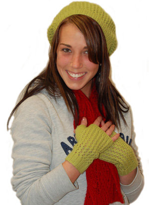 Ivy Brambles Green Tea Beret and Mitts Pattern by Emily Elizabeth
