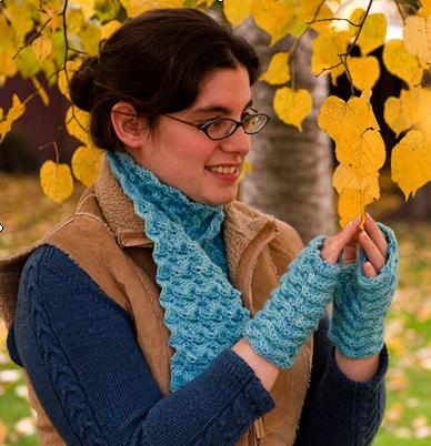 Ivy Brambles Water Scarf and Mitts Pattern by P...