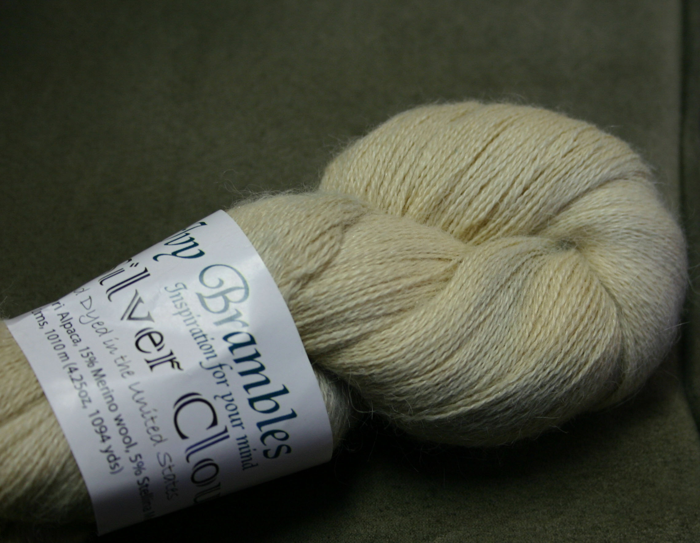 Ivy Brambles Silver Cloud Suri Alpaca Glitter Lace Yarn - 105 Corn Silk