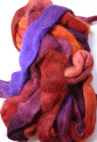 Wild Meadow Rainbow Dyed Angora Roving Approx 1 oz (30 grams)