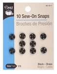 Dritz Sew-On Snaps Black Size #1/0  #80-10-1