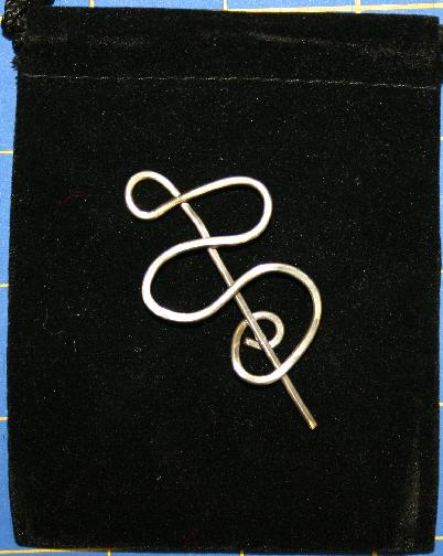 Roadrunner Designs - Serpent Shawl Pin - 2.5 inch Nickel Silver