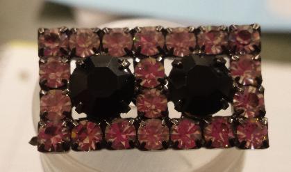 Dazzling Rectangular Rhinestone Button Crystal and Black with Black Backs - 1 1/4 inch by 5/8 inch #Daz0025