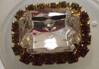 Dazzling Rectangular Rhinestone Button Crystal with Crystal- 1 inch by 3/4 inch - #Daz0029