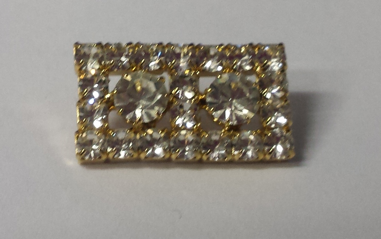 Dazzling Rectangular Rhinestone Button Crystal with Gold Backs - 1 inch by 1/2 inch #Daz0008