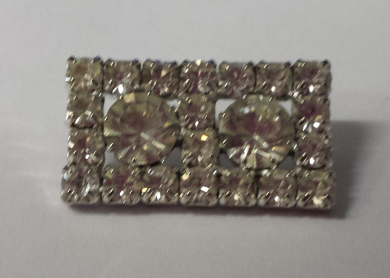 Dazzling Rectangular Rhinestone Button Crystal With Silver Back - 1 inch by 1/2 inch #Daz0024