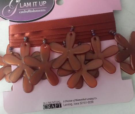 Glam It Up Embellishments - 3 Feet (.91 M) Trim - Flowers Copper with Beads
